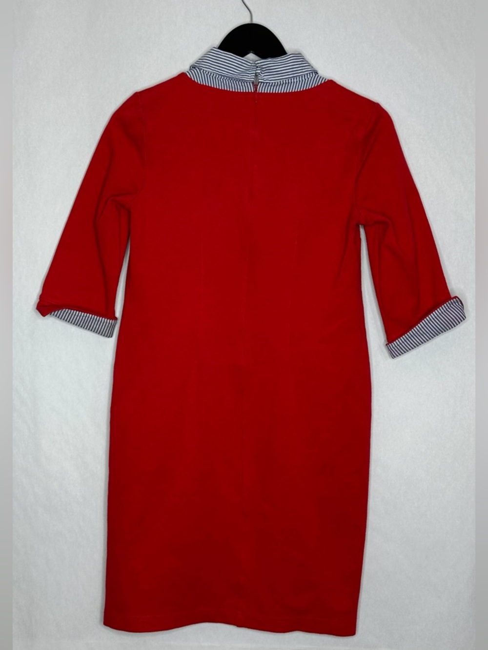 Talbots Petite Red Shift Dress Striped Collar Preppy Classic Pockets Size SP - Picture 7 of 9